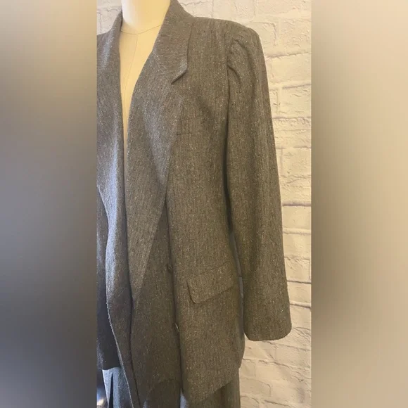 TOGETHER Women’s 2 PC Suit Gray Speckled Wool Blend Tweed  Size 14 - Picture 5 of 16